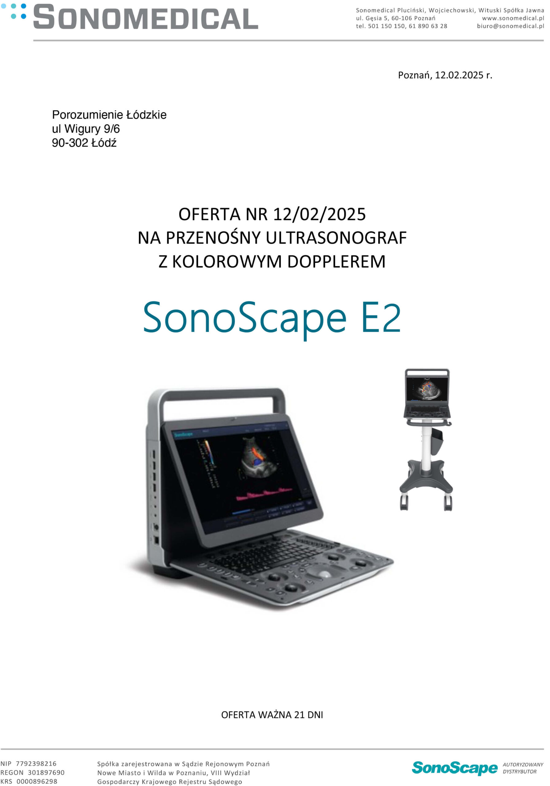 1_SonoScape E2_oferta dla członków PŁ SonoScape E2_oferta dla członków PŁ