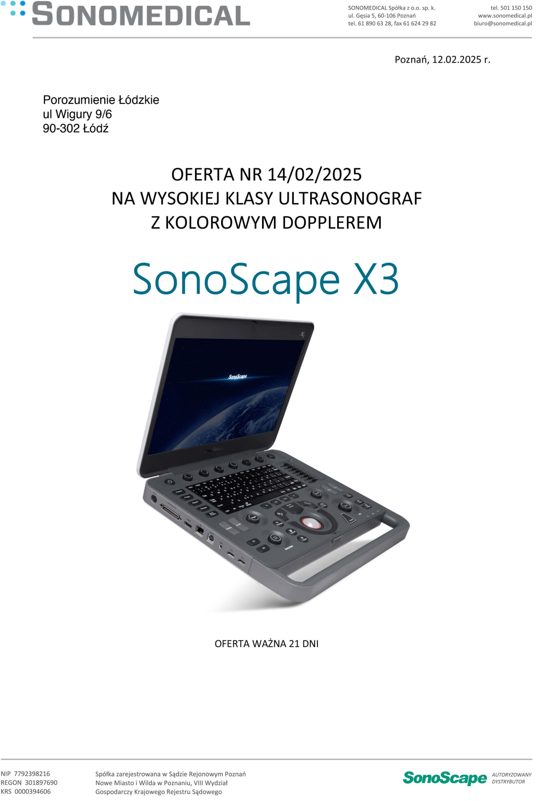 3_SonoScape X3_oferta dla członków PŁ SonoScape X3_oferta dla członków PŁ